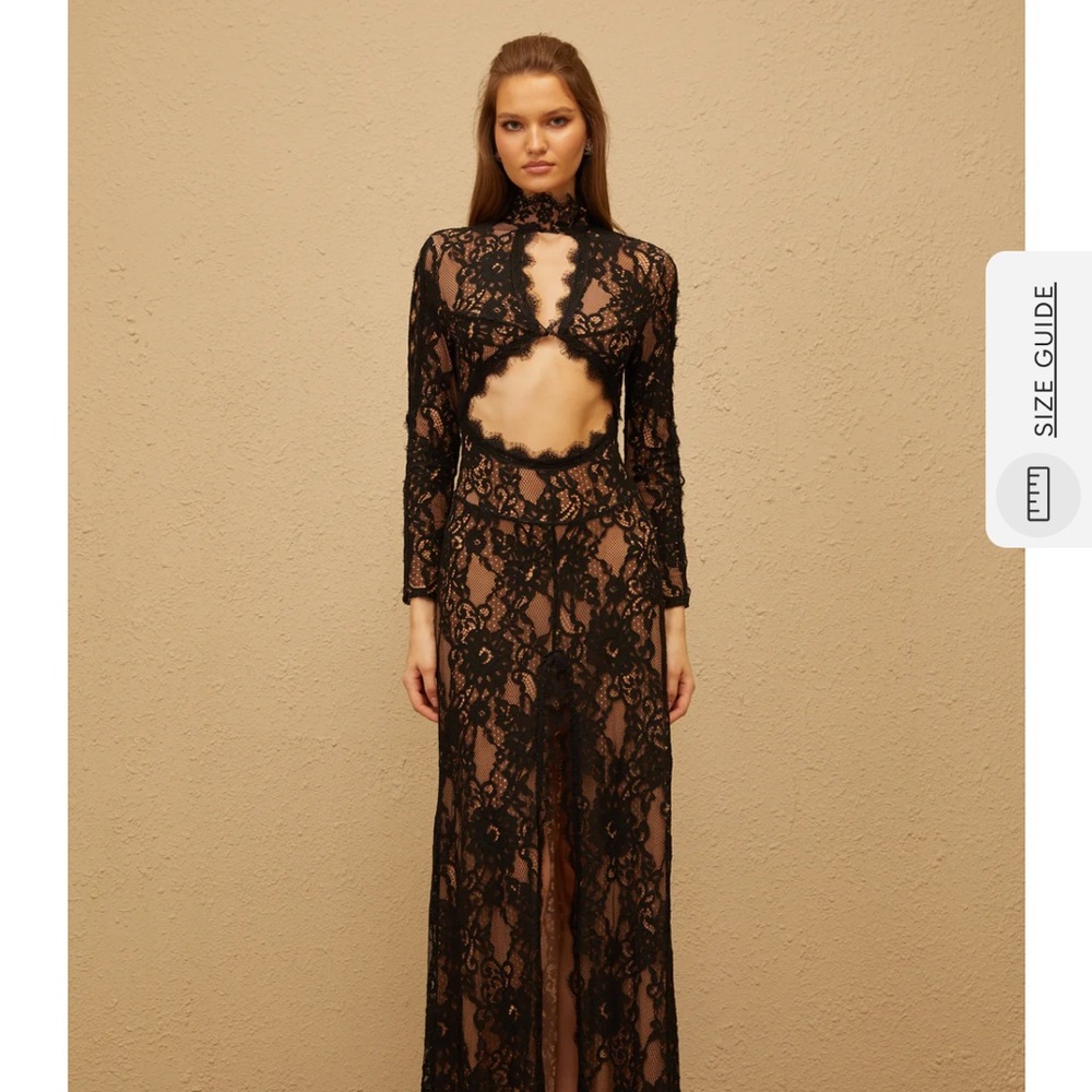 Miss rosier Black Cut Out Floral Lace Maxi Dress - Picture 3 of 3